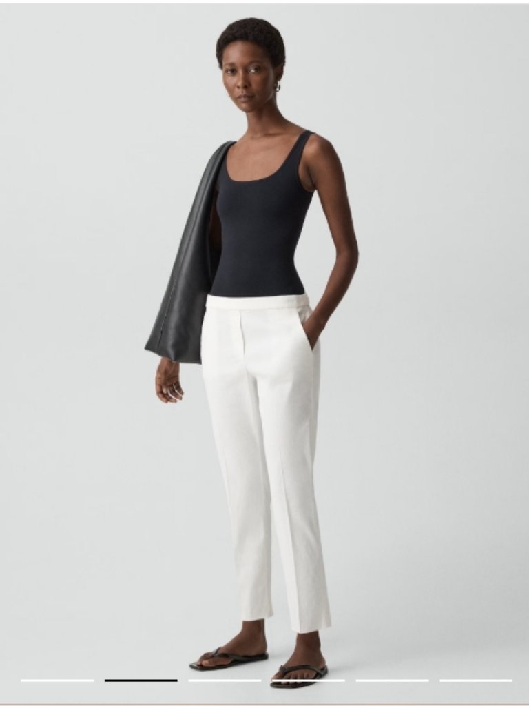 Theory Sz 4 "Good Linen" Treeca Stretch Pull-On Pants White $370 Retail